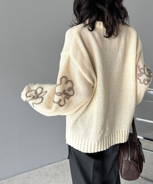 セール】【mily bilet】冬のあったかニット。ウールライクフラワー