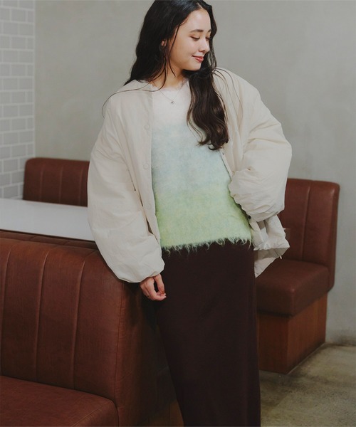 ノーカラー中綿ジャケット（ノーカラージャケット）｜titivate