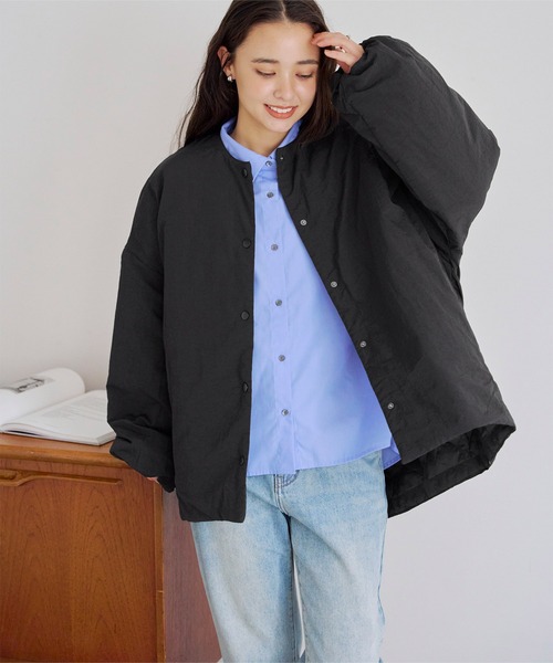 セール】ノーカラー中綿ジャケット（ノーカラージャケット）｜titivate