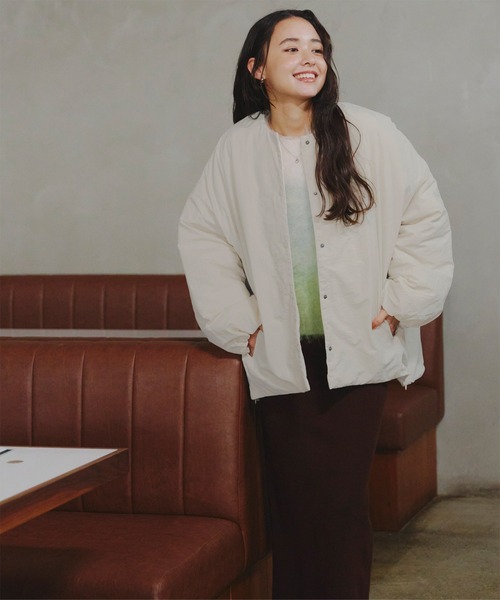 セール】ノーカラー中綿ジャケット（ノーカラージャケット）｜titivate