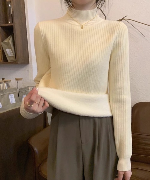 MAISON DE THERESE（メゾン ド テレーズ）の「裏起毛温かニットトップス（ニット/セーター・レディース・ブラック/アイボリー/グレー/ホワイト/ベージュ/ブルー・FREE）」の3枚目の写真