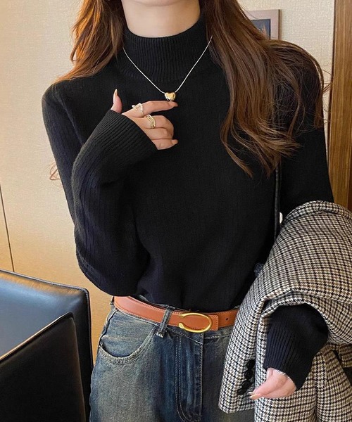 MAISON DE THERESE（メゾン ド テレーズ）の「裏起毛温かニットトップス（ニット/セーター・レディース・ブラック/アイボリー/グレー/ホワイト/ベージュ/ブルー・FREE）」の4枚目の写真