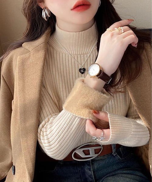 MAISON DE THERESE（メゾン ド テレーズ）の「裏起毛温かニットトップス（ニット/セーター・レディース・ブラック/アイボリー/グレー/ホワイト/ベージュ/ブルー・FREE）」の11枚目の写真