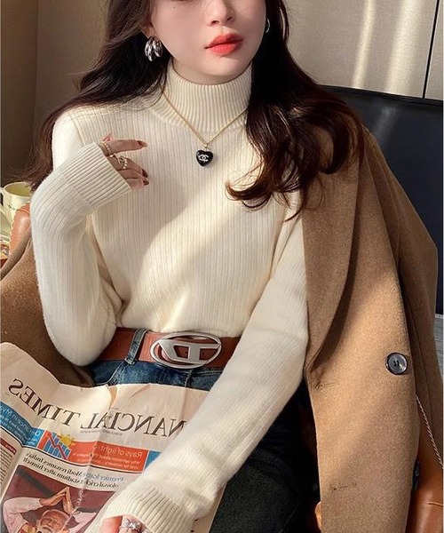 MAISON DE THERESE（メゾン ド テレーズ）の「裏起毛温かニットトップス（ニット/セーター・レディース・ブラック/アイボリー/グレー/ホワイト/ベージュ/ブルー・FREE）」の13枚目の写真