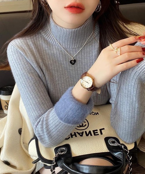 MAISON DE THERESE（メゾン ド テレーズ）の「裏起毛温かニットトップス（ニット/セーター・レディース・ブラック/アイボリー/グレー/ホワイト/ベージュ/ブルー・FREE）」の22枚目の写真