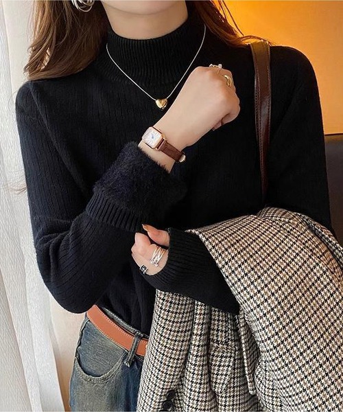 MAISON DE THERESE（メゾン ド テレーズ）の「裏起毛温かニットトップス（ニット/セーター・レディース・ブラック/アイボリー/グレー/ホワイト/ベージュ/ブルー・FREE）」の7枚目の写真