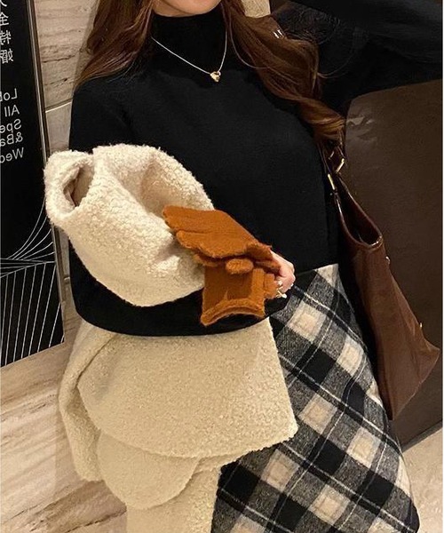 MAISON DE THERESE（メゾン ド テレーズ）の「裏起毛温かニットトップス（ニット/セーター・レディース・ブラック/アイボリー/グレー/ホワイト/ベージュ/ブルー・FREE）」の8枚目の写真