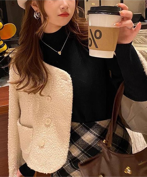 MAISON DE THERESE（メゾン ド テレーズ）の「裏起毛温かニットトップス（ニット/セーター・レディース・ブラック/アイボリー/グレー/ホワイト/ベージュ/ブルー・FREE）」の9枚目の写真