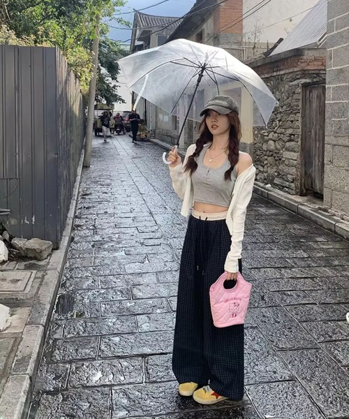 almo(アルモ)の「PT スクエアチェックルーズパンツ(se)(スラックス・レディース・ネイビー/ブルー・FREE)」の4枚目の写真