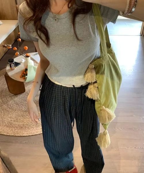 almo(アルモ)の「PT スクエアチェックルーズパンツ(se)(スラックス・レディース・ネイビー/ブルー・FREE)」の8枚目の写真