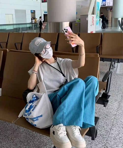 almo(アルモ)の「PT スクエアチェックルーズパンツ(se)(スラックス・レディース・ネイビー/ブルー・FREE)」の10枚目の写真