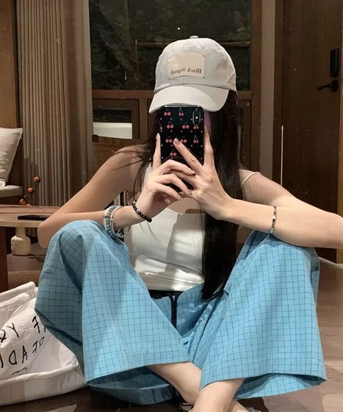 almo(アルモ)の「PT スクエアチェックルーズパンツ(se)(スラックス・レディース・ネイビー/ブルー・FREE)」の12枚目の写真