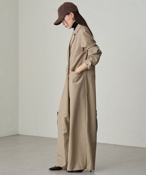 LOUNGEDRESS（ラウンジドレス）の「ダブルジャケットオールインワン（サロペット/オーバーオール・レディース・ネイビー/ベージュ・FREE）」の4枚目の写真
