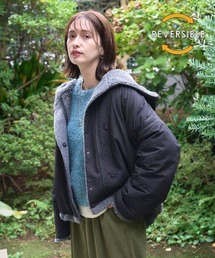 studio CLIP | リバーシブルボアフードミドルコート(ブルゾン)