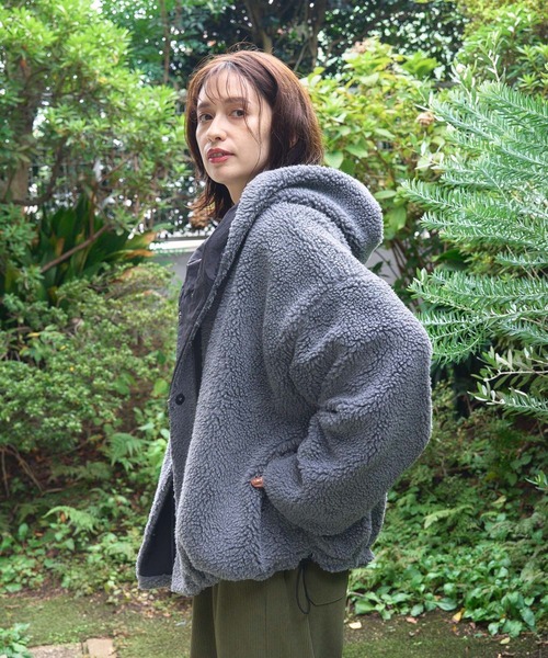 セール】リバーシブルボアフードミドルコート（ブルゾン）｜studio