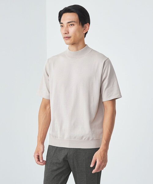 green label relaxing(グリーンレーベルリラクシング)の「クリア コットン テンジク モックネックT 半袖 ニット(ニット/セーター・メンズ・ライトグレー/ライトブルー/ダークグレー・XL/L/M/S)」の2枚目の写真