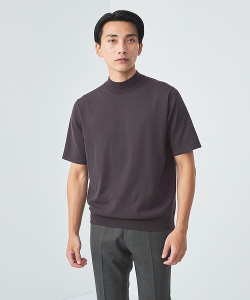 +clothet 黒 モックネック半袖ニット clothet 黒 モックネック半袖ニット スビンプラチナム モック