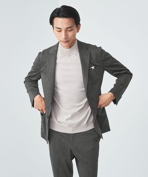 green label relaxing(グリーンレーベルリラクシング)の「クリア コットン テンジク モックネックT 半袖 ニット(ニット/セーター・メンズ・ライトグレー/ライトブルー/ダークグレー・XL/L/M/S)」の6枚目の写真