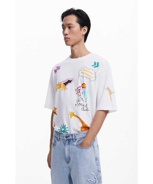Desigual(デシグアル)の「グラフィック刺繍デニムパンツ ワイド(デニムパンツ・メンズ・ブルー・M/S/XS/L/XL/XXL)」の3枚目の写真
