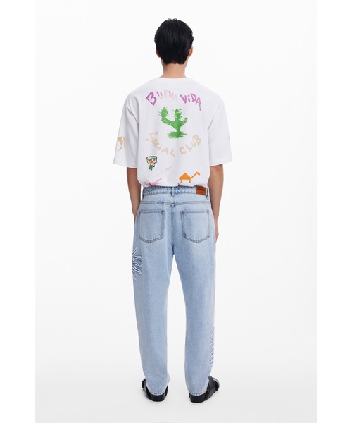 Desigual(デシグアル)の「グラフィック刺繍デニムパンツ ワイド(デニムパンツ・メンズ・ブルー・M/S/XS/L/XL/XXL)」の4枚目の写真