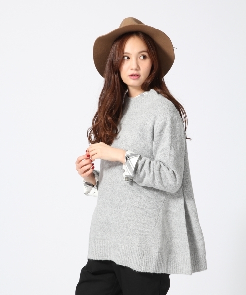 GLOBAL WORK（グローバルワーク）の「7ゲージブークレAラインタートル/567907（ニット/セーター・レディース・ネイビー/ホワイト/ワインレッド/ライトグレー・MEDIUM/SMALL/LARGE）」の2枚目の写真