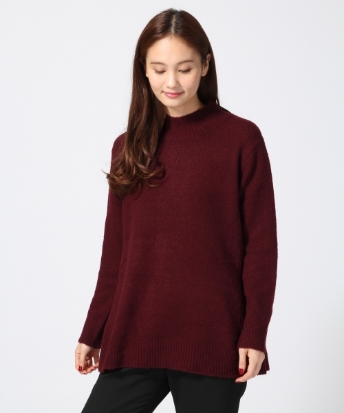 GLOBAL WORK（グローバルワーク）の「7ゲージブークレAラインタートル/567907（ニット/セーター・レディース・ネイビー/ホワイト/ワインレッド/ライトグレー・MEDIUM/SMALL/LARGE）」の4枚目の写真