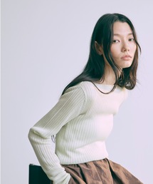 Boat Neck Ribbed Sheer Knit