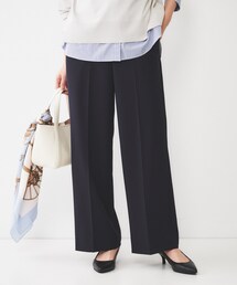 【後ろウエストゴム/きれいめ】ストレッチ ワイドパンツ