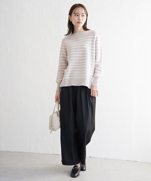 ikka(イッカ)の「【洗濯機で洗える】GOKU楽ニットプルオーバー(ニット/セーター・レディース・オフホワイト/ブラック/ブルー/ベージュ・S/M/L)」の6枚目の写真