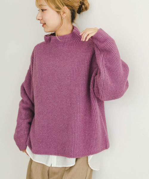 ITEMS URBANRESEARCH（アイテムズ アーバンリサーチ）の「フワフワボトルネックニット（ニット/セーター・レディース・パープル/ライトベージュ/チャコールグレー・FREE）」の9枚目の写真