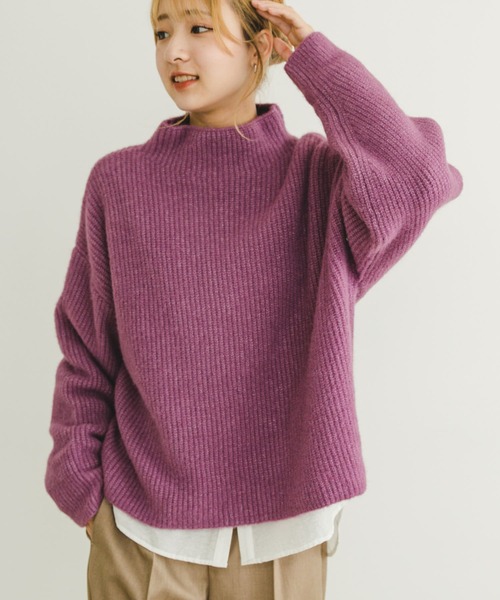 ITEMS URBANRESEARCH（アイテムズ アーバンリサーチ）の「フワフワボトルネックニット（ニット/セーター・レディース・パープル/ライトベージュ/チャコールグレー・FREE）」の10枚目の写真