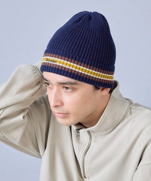 LAKOLE（ラコレ）の「ラインロゴニットワッチ / 283608（ニットキャップ/ビーニー・メンズ・ネイビー/ブラック/グレー・9）」の3枚目の写真