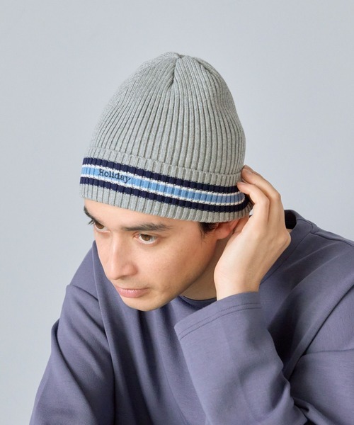 LAKOLE（ラコレ）の「ラインロゴニットワッチ / 283608（ニットキャップ/ビーニー・メンズ・ネイビー/ブラック/グレー・9）」の2枚目の写真