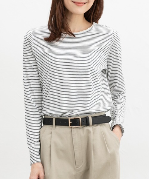 Honeys(ハニーズ)の「オーガニックレースT(Tシャツ/カットソー・レディース・レッド系その他/グリーン/オートミール/ホワイト×ネイビー/ミント・L/LL/M)」の2枚目の写真