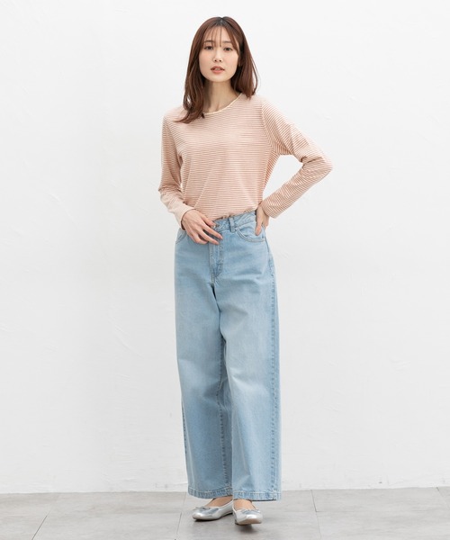 Honeys(ハニーズ)の「オーガニックレースT(Tシャツ/カットソー・レディース・レッド系その他/グリーン/オートミール/ホワイト×ネイビー/ミント・L/LL/M)」の9枚目の写真