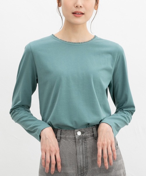 Honeys(ハニーズ)の「オーガニックレースT(Tシャツ/カットソー・レディース・レッド系その他/グリーン/オートミール/ホワイト×ネイビー/ミント・L/LL/M)」の12枚目の写真
