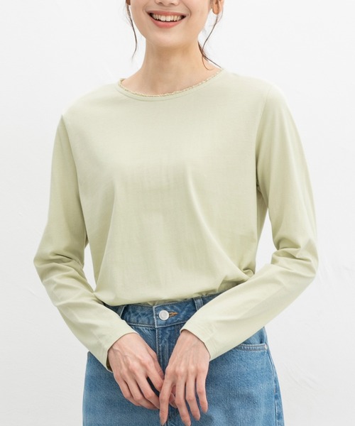 Honeys(ハニーズ)の「オーガニックレースT(Tシャツ/カットソー・レディース・レッド系その他/グリーン/オートミール/ホワイト×ネイビー/ミント・L/LL/M)」の14枚目の写真