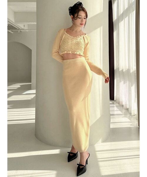 RESEXXY（リゼクシー）の「タイトロングスカート【セットアップ着用可能】（スカート・レディース・ネイビー/イエロー/ライトグレー・FREE）」の8枚目の写真