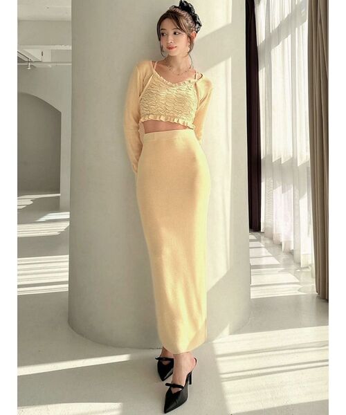 RESEXXY（リゼクシー）の「タイトロングスカート【セットアップ着用可能】（スカート・レディース・ネイビー/イエロー/ライトグレー・FREE）」の9枚目の写真