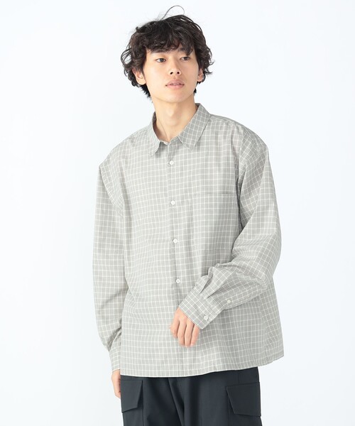 BEAMS HEART（ビームスハート）の「ミニチェック柄 ボックス シャツ（シャツ/ブラウス・メンズ・ブルー/ベージュ・SMALL/LARGE/MEDIUM）」の8枚目の写真