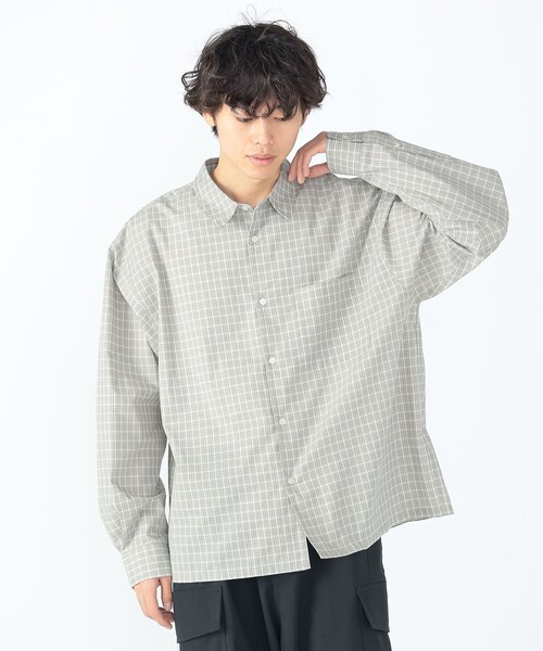 BEAMS HEART（ビームスハート）の「ミニチェック柄 ボックス シャツ（シャツ/ブラウス・メンズ・ブルー/ベージュ・SMALL/LARGE/MEDIUM）」の9枚目の写真