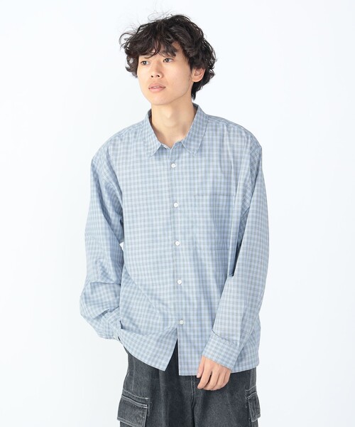 BEAMS HEART（ビームスハート）の「ミニチェック柄 ボックス シャツ（シャツ/ブラウス・メンズ・ブルー/ベージュ・SMALL/LARGE/MEDIUM）」の16枚目の写真