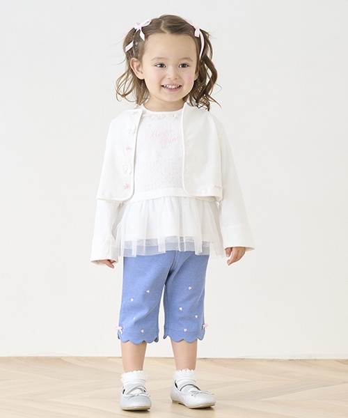 メゾピアノ ピンク 花柄刺繍 ドレス 120cm カーディガンセット