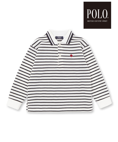 SLAP SLIP(スラップスリップ)の「【POLO BCS(ポロ・ビーシーエス)×SLAP SLIPコラボ】【お揃い】無地ボーダーライン襟ポロシャツ(80~130cm)(ポロシャツ・キッズ・ネイビー/ブラック系その他・110cm/90cm/100cm/120cm/80cm/130cm)」の1枚目の写真