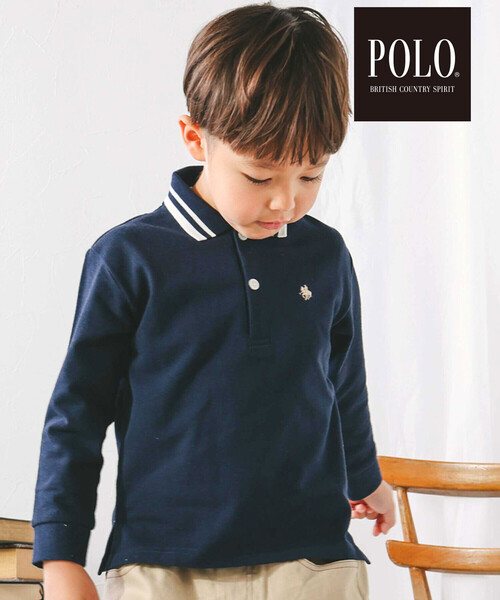 SLAP SLIP(スラップスリップ)の「【POLO BCS(ポロ・ビーシーエス)×SLAP SLIPコラボ】【お揃い】無地ボーダーライン襟ポロシャツ(80~130cm)(ポロシャツ・キッズ・ネイビー/ブラック系その他・110cm/90cm/100cm/120cm/80cm/130cm)」の2枚目の写真
