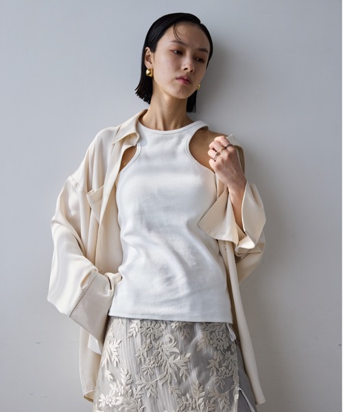 AIC.（エーアイシー）の「パッド付きエッジカーブアメスリタンクトップ（タンクトップ・レディース・ブラック/オフホワイト・FREE）」の8枚目の写真