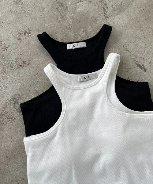 AIC.（エーアイシー）の「パッド付きエッジカーブアメスリタンクトップ（タンクトップ・レディース・ブラック/オフホワイト・FREE）」の3枚目の写真