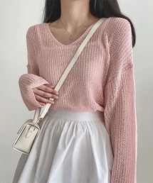 ボートネックサマーニットプルオーバー