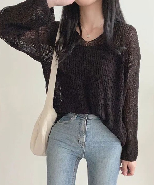 SallyLunn（サリーラン）の「ボートネックサマーニットプルオーバー（Tシャツ/カットソー・レディース・ベージュ/ホワイト/ピンク/ブルー/ブラック・FREE）」の13枚目の写真