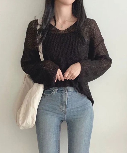 SallyLunn（サリーラン）の「ボートネックサマーニットプルオーバー（Tシャツ/カットソー・レディース・ベージュ/ホワイト/ピンク/ブルー/ブラック・FREE）」の12枚目の写真
